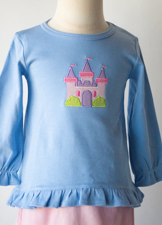 Ruffle Swing Top With Castle
