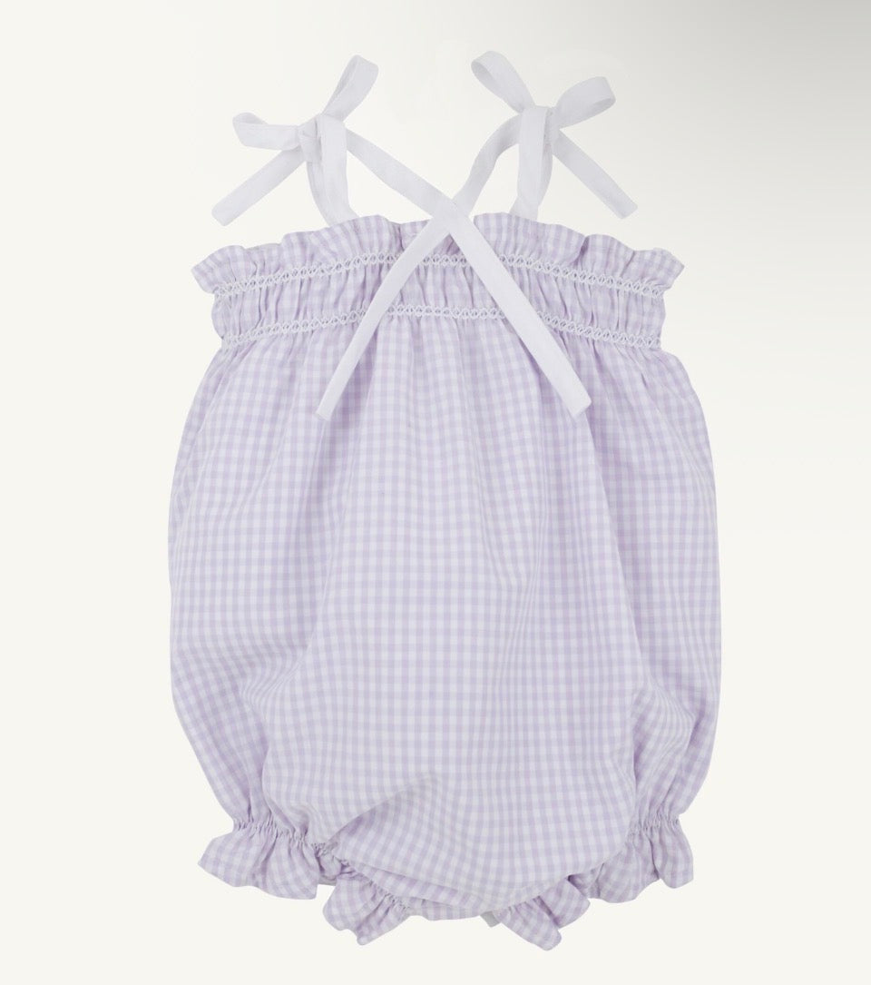 Rosey Romper in Lauderdale Lavender Gingham