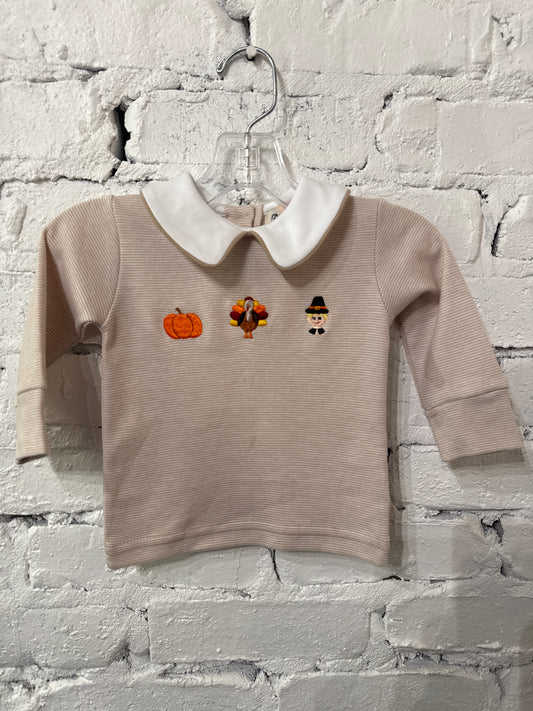 Thanksgiving Embroidered Shirt with Collar