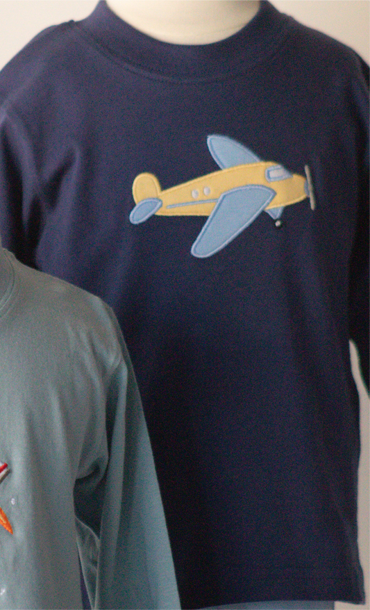 Airplane On Dark Royal Long Sleeve