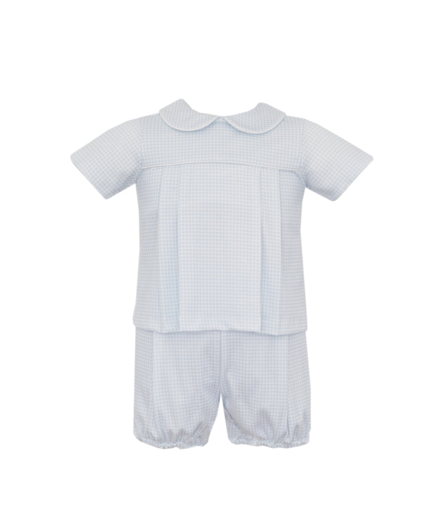 Light Blue Knit Gingham Diaper Set