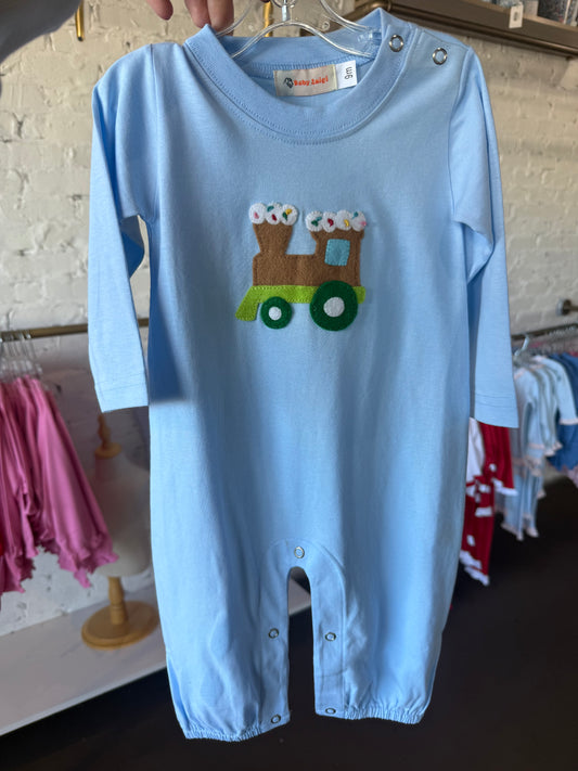 Boy Gingerbread Train Romper