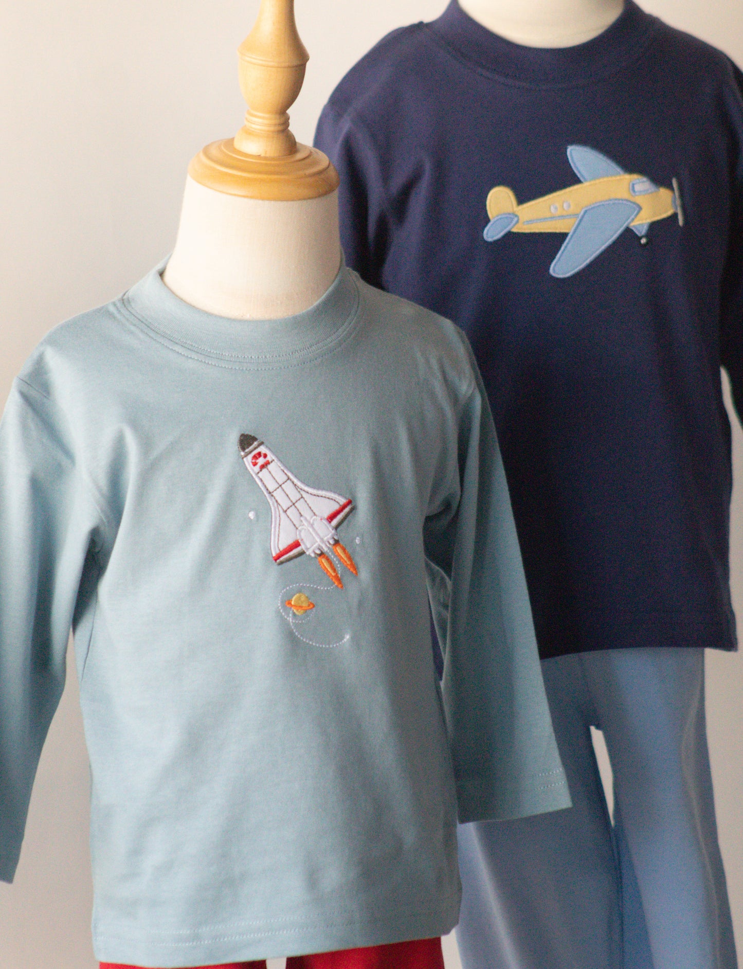 Airplane On Dark Royal Long Sleeve