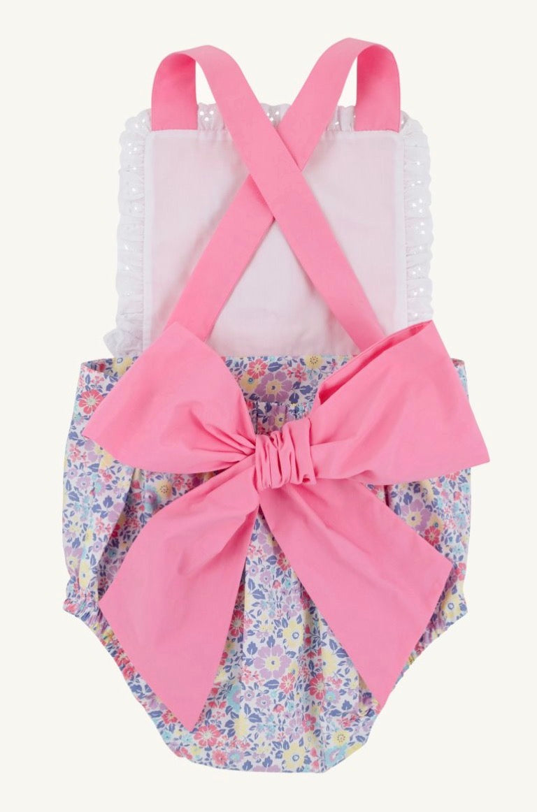 Sally Sunsuit in Briar Patch Petals & Hamptons Hot Pink