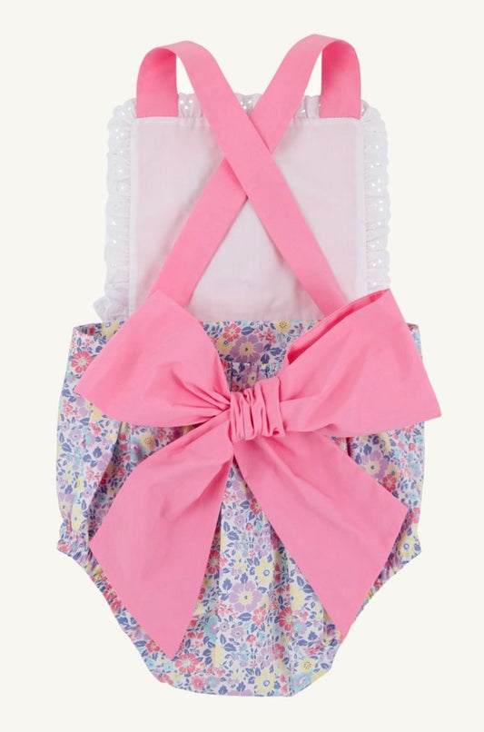 Sally Sunsuit in Briar Patch Petals & Hamptons Hot Pink