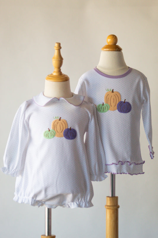 3 Pumpkins Lavender and White Bubble