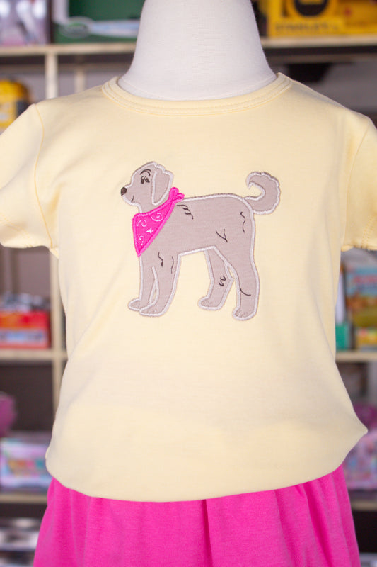 Girl Dog with Hot Pink Bandana Shirt