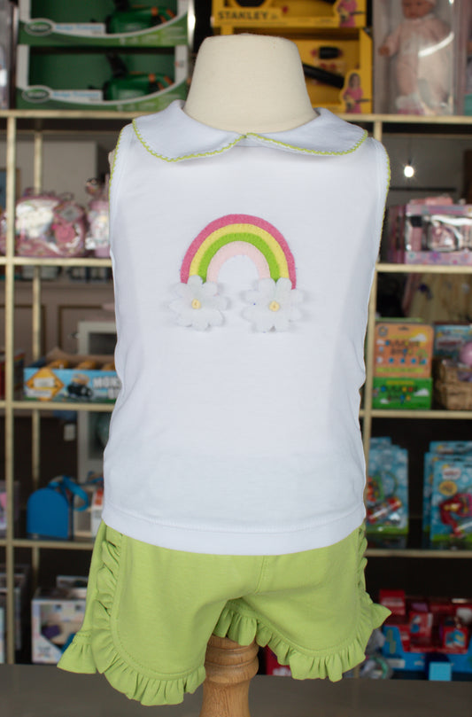 Rainbow Daisies Ruffle Short Set
