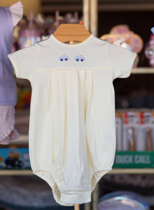 Butter Yellow Pleated Bubble with Bitty Car
