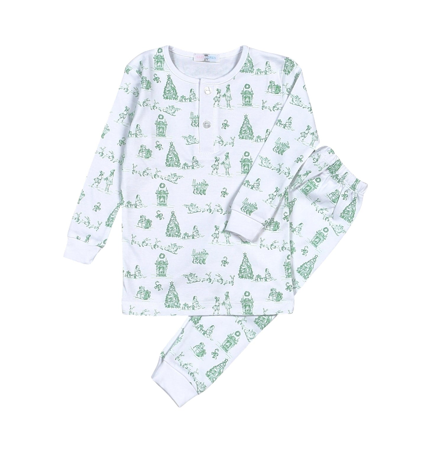 Green Christmas Toile Pima PJ Set