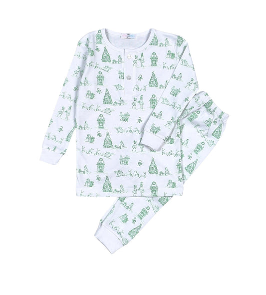Green Christmas Toile Pima PJ Set