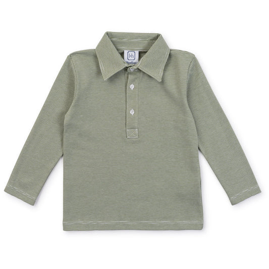 Finn Pima Cotton Long Sleeve in Green Stripe