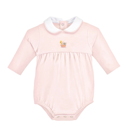 Noah’s Ark- Pink Embroidered Pima Bubble