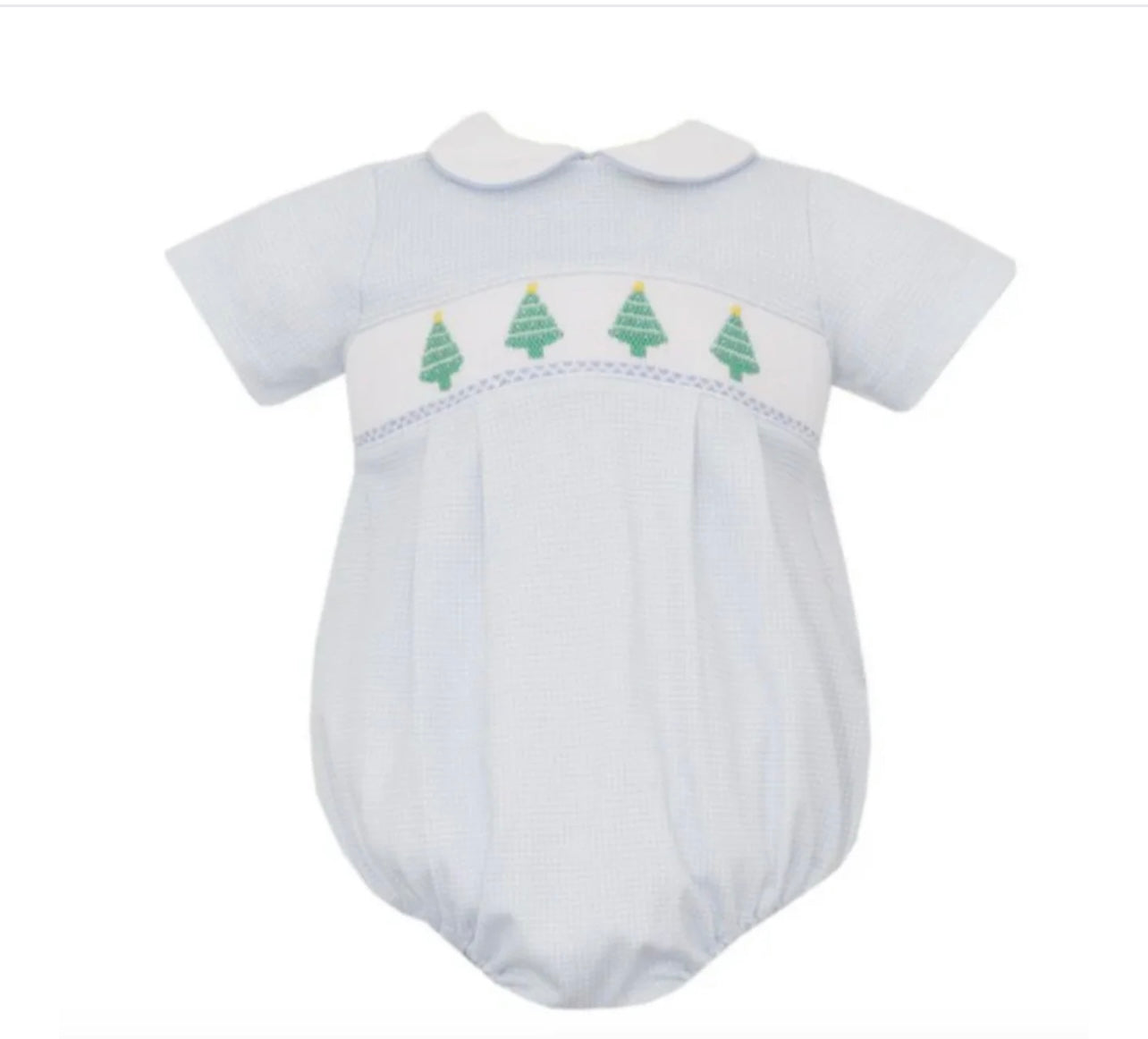 Christmas Tree Blue Check Knit Bubble