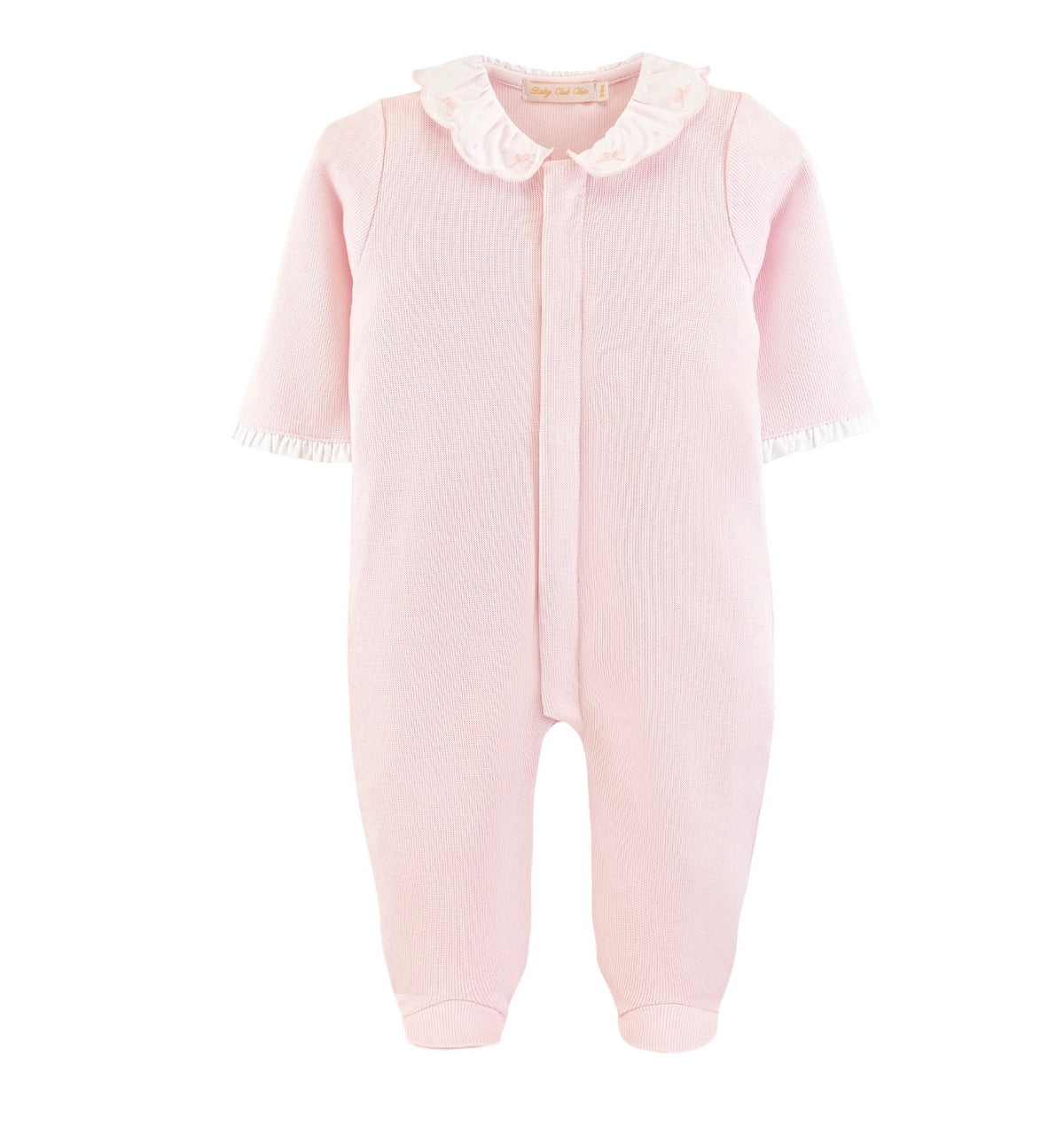 Pretty’s Bows and Roses Jacquard Footie with Embroidered Collar