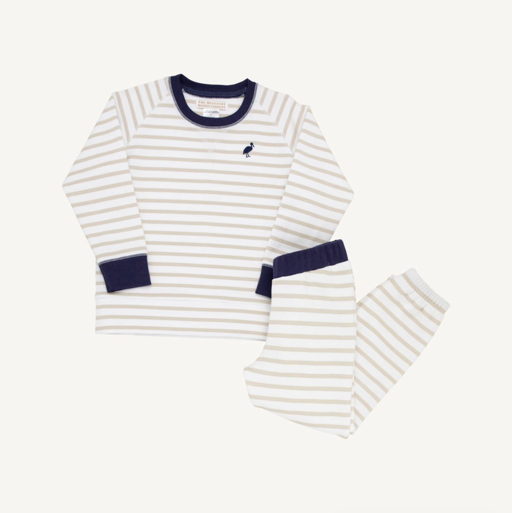 Cassidy and Gates Sweat Set in Keeneland Khaki Stripe