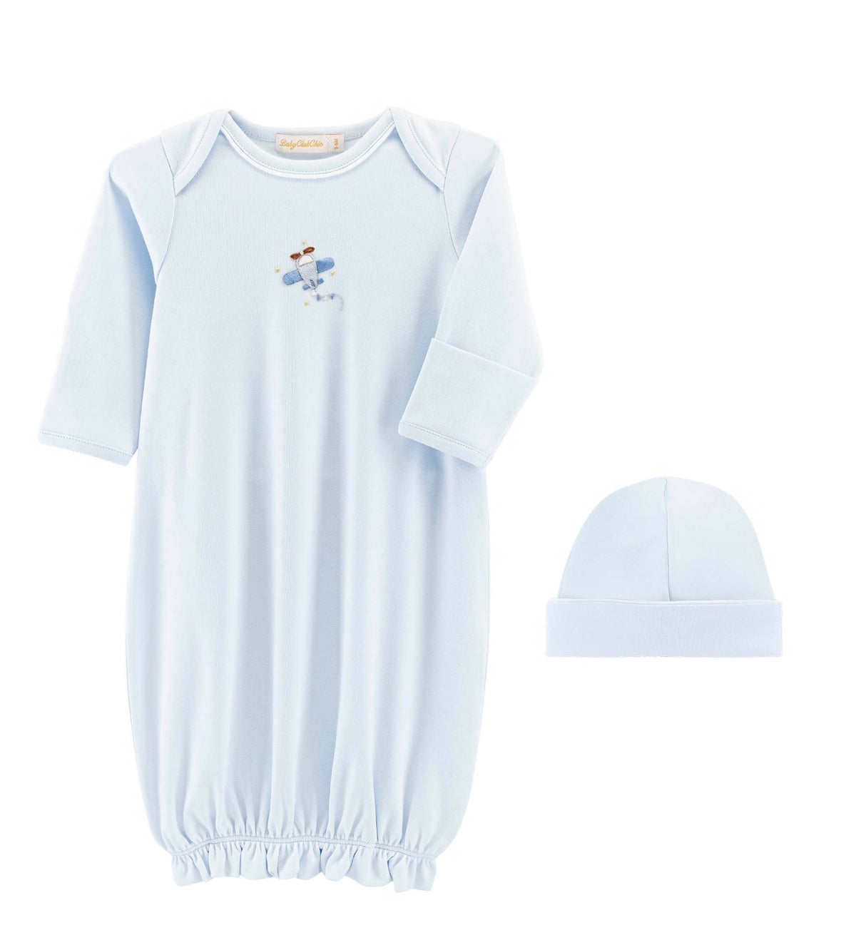 Sky Adventure Embroidered Pima Gown with Hat