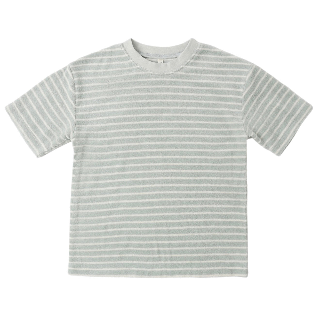 Terry Relaxed Tee and Short Set in Seafoam Stripe