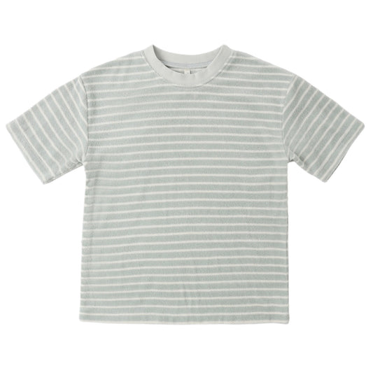 Terry Relaxed Tee and Short Set in Seafoam Stripe