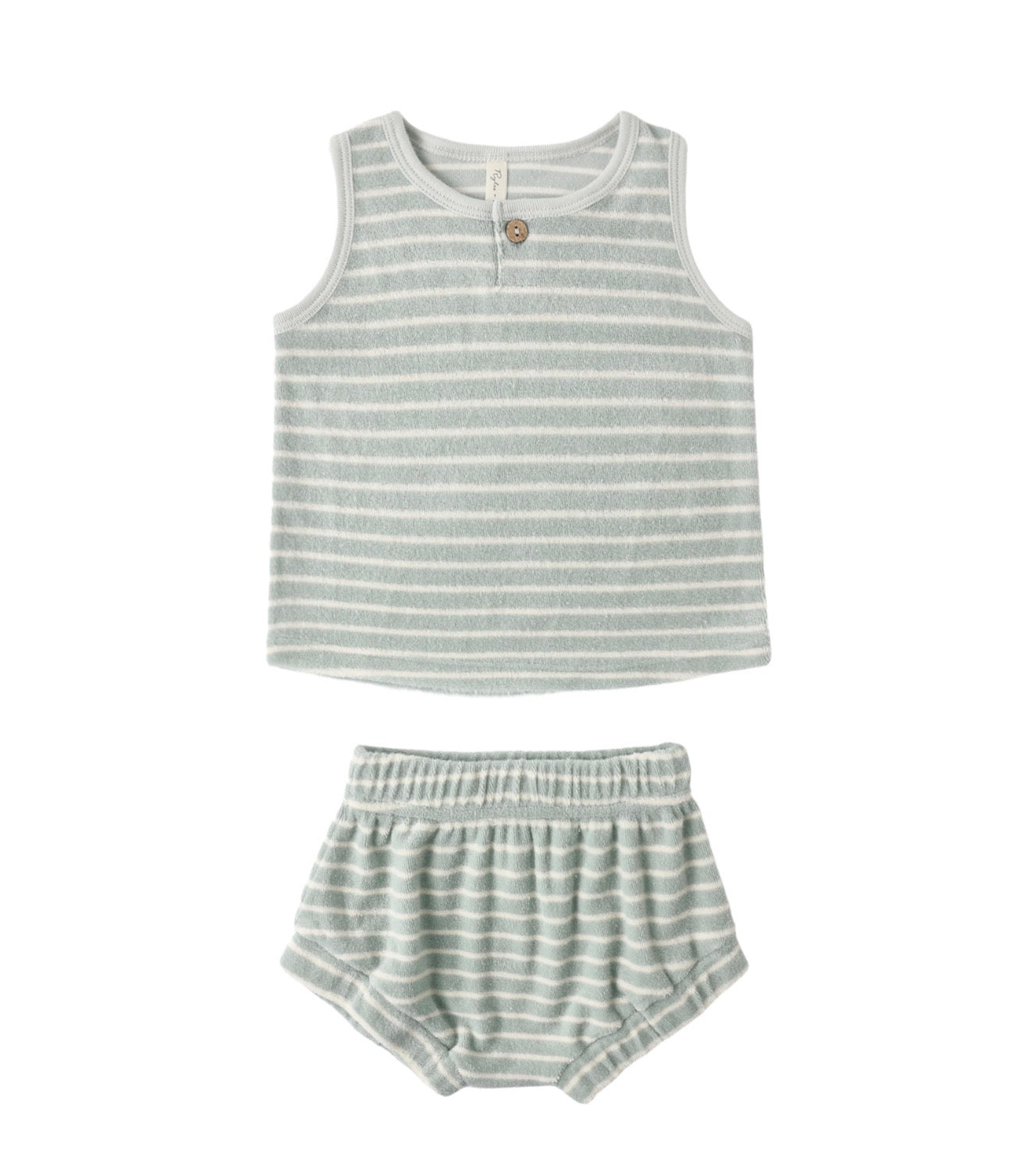 Baby Tank Set Seafoam Terry Stripe