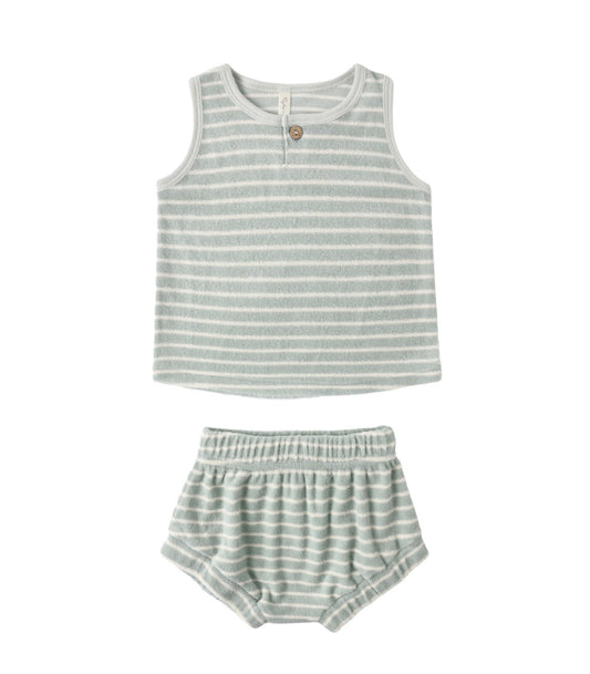 Baby Tank Set Seafoam Terry Stripe