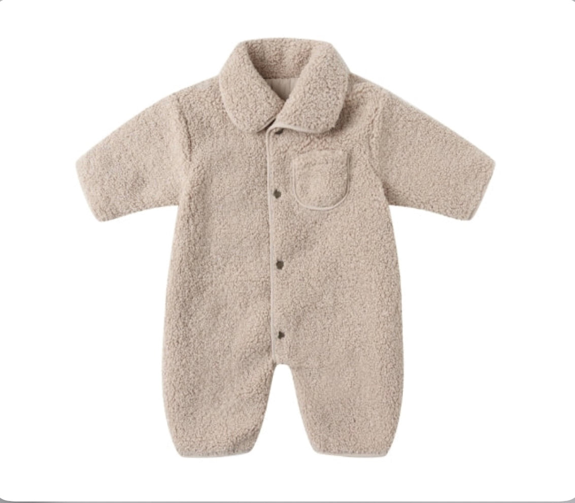 Shearling Jumpsuit-Oat