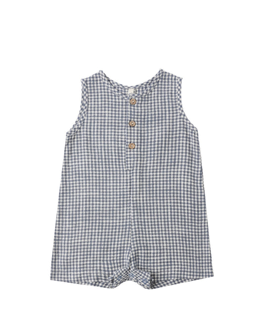 Mavrick Romper in Marine Gingham