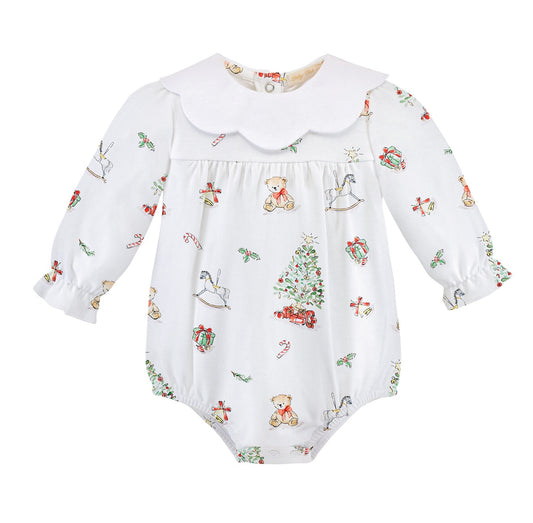 Christmas Tree Printed Bubble with Scallop Collar