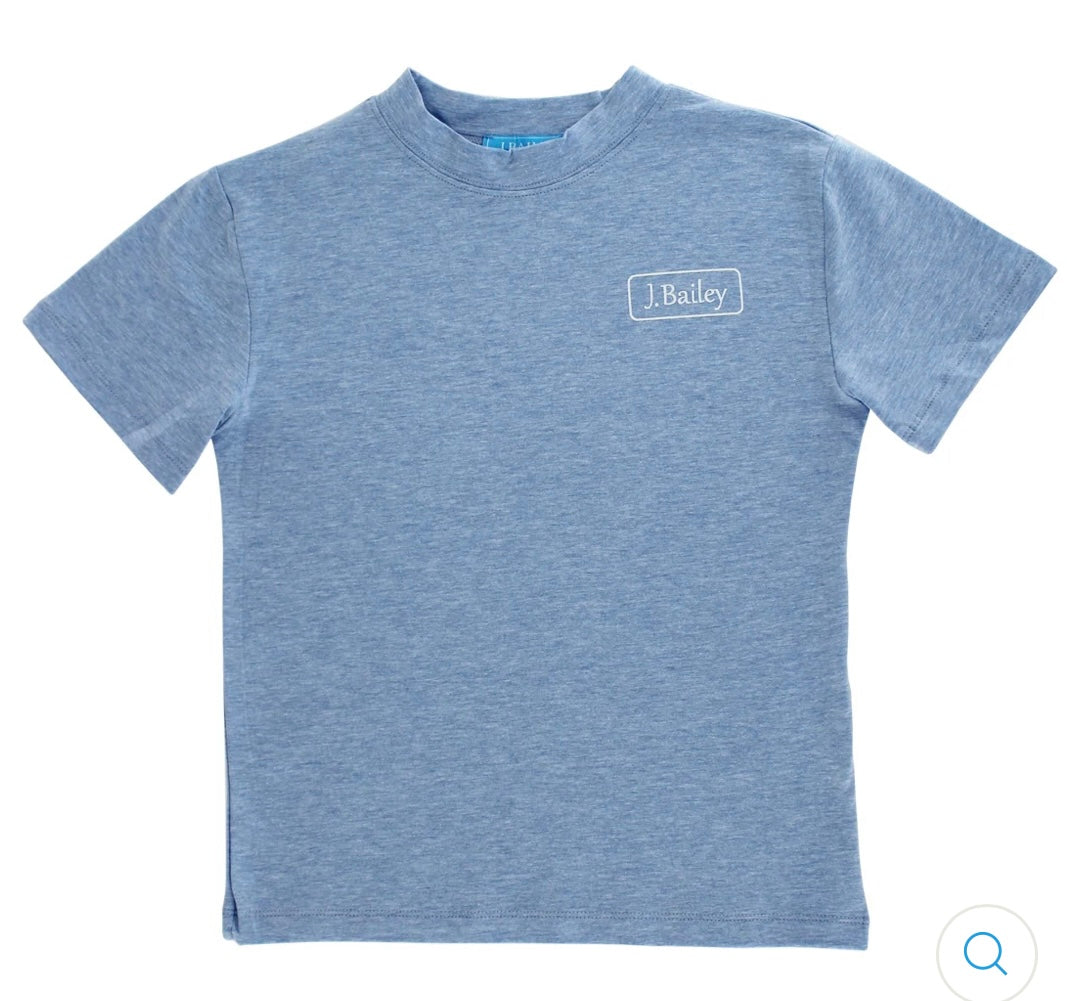 Logo Tee in Retriver on Heathered Blue