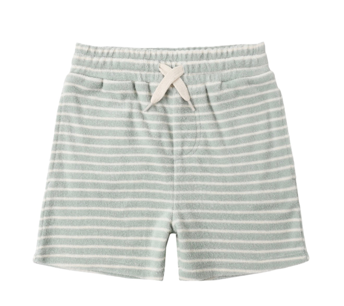 Terry Relaxed Tee and Short Set in Seafoam Stripe