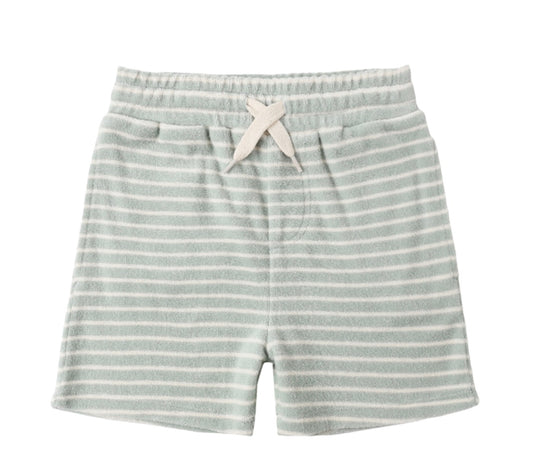 Terry Relaxed Tee and Short Set in Seafoam Stripe