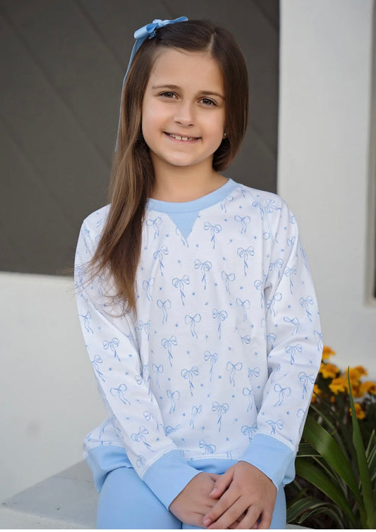 Sidney Sweatshirt Blue Bows knit