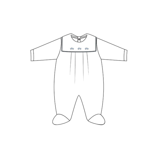 Cars Embroidered Pima Collared Footie