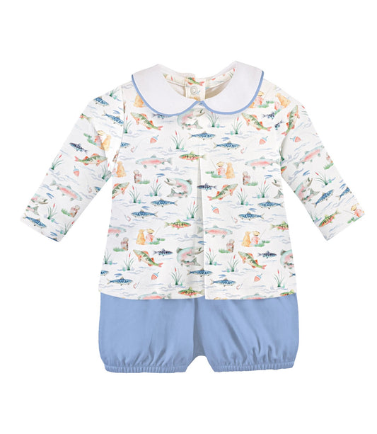 Gone Fishing Pima Printed Diaper Set