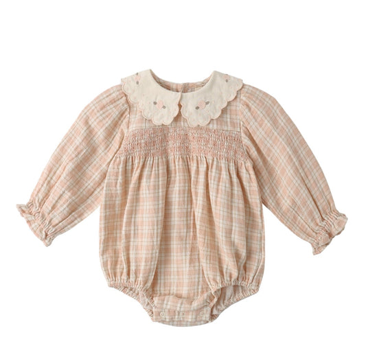 Callie Romper in Pink Plaid