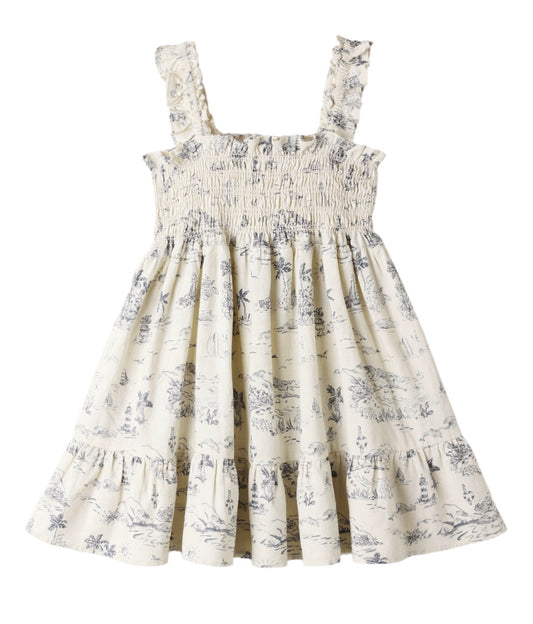 Sutton Dress Ocean Toile