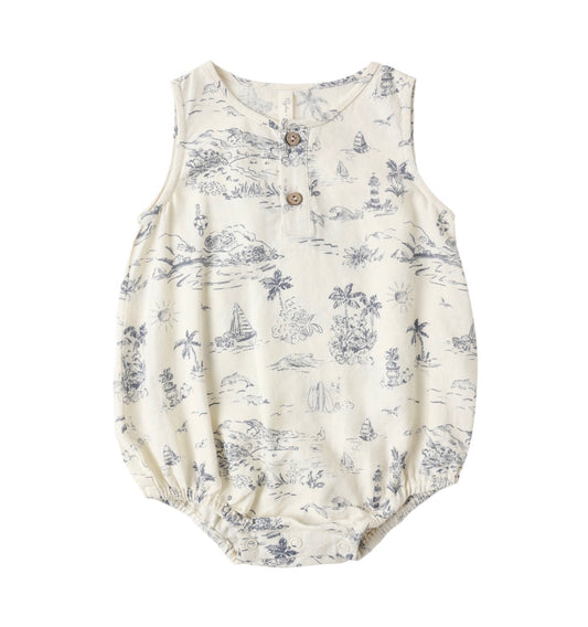 Beau Romper in Ocean Toile
