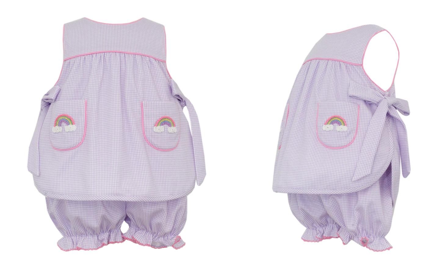 Rainbow- Lilac Knit Gingham Bloomer Set