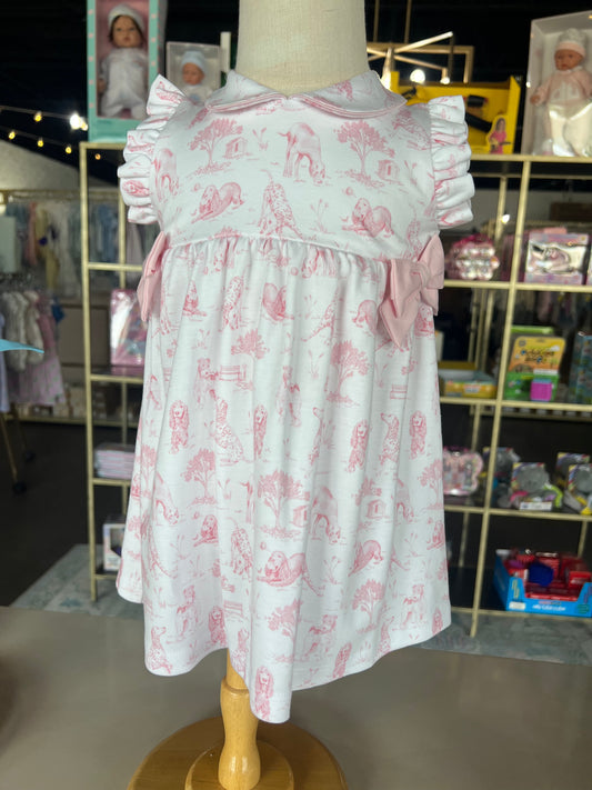 Barking Bliss Pink Dress with Bows