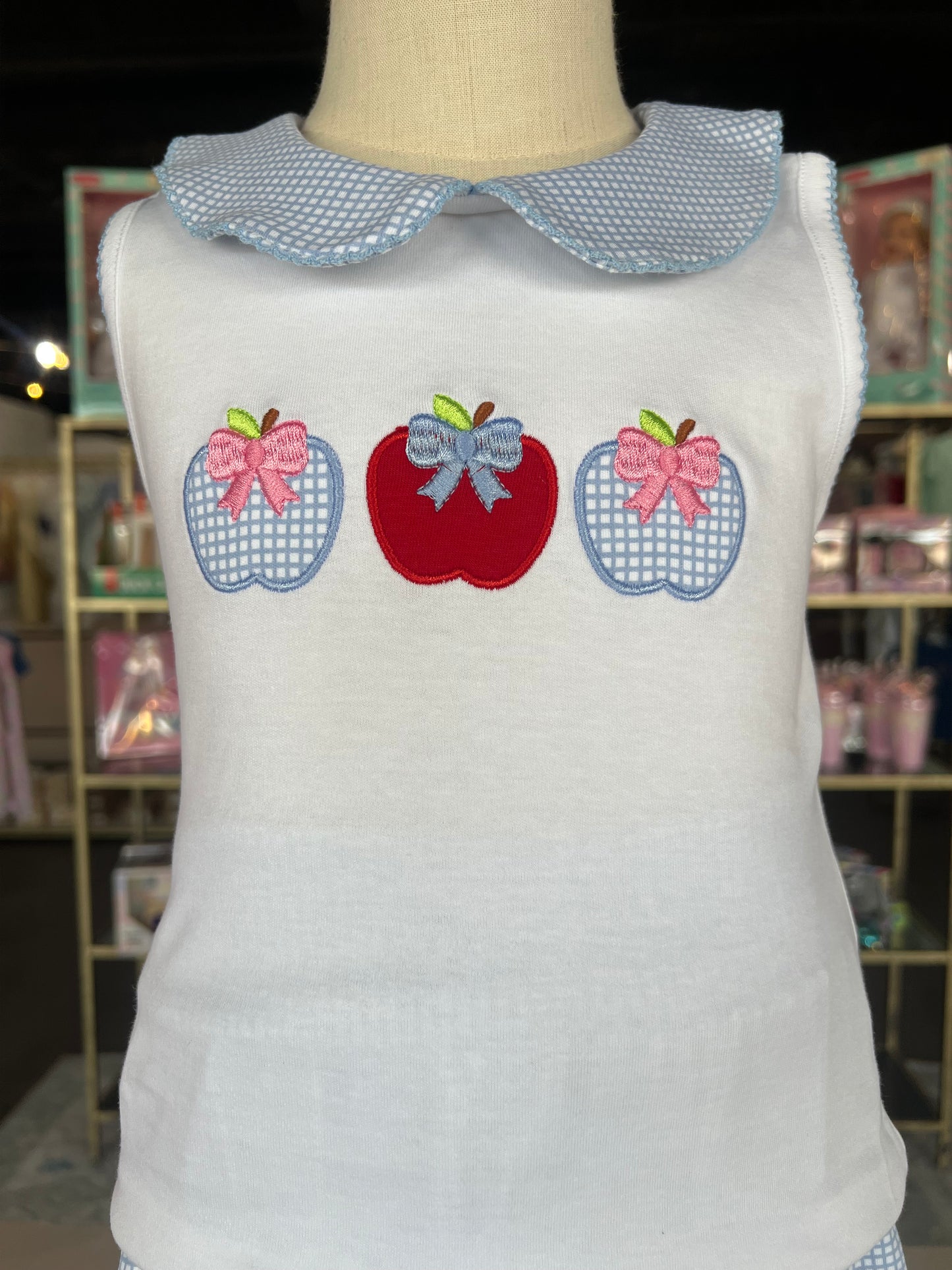 Blue Gingham Apple Skort Set