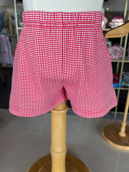Red Gingham Shorts with Pockets