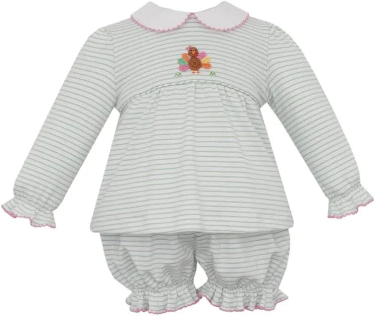 Girl Turkey Green Knot Bloomer Set