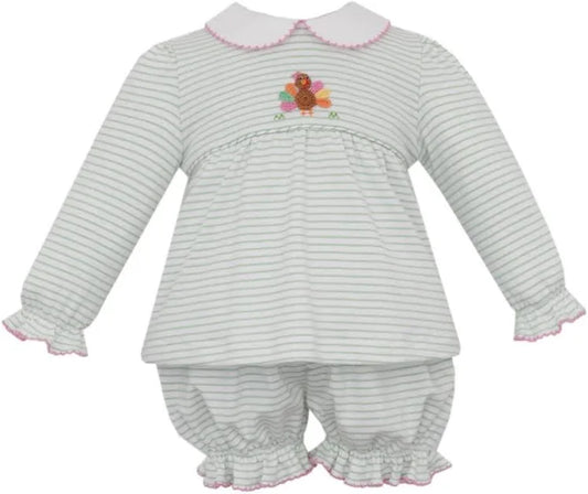 Girl Turkey Green Knot Bloomer Set