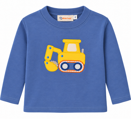 Retro Excavator on Steel Blue LS