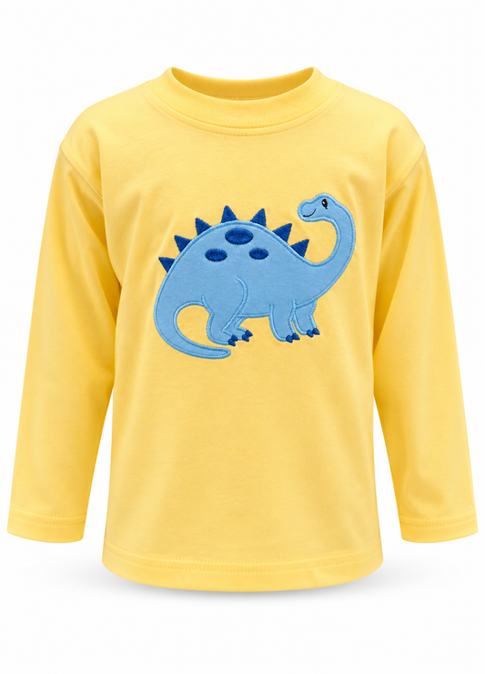 Brontosaurus Long Sleeve on Butter Yellow