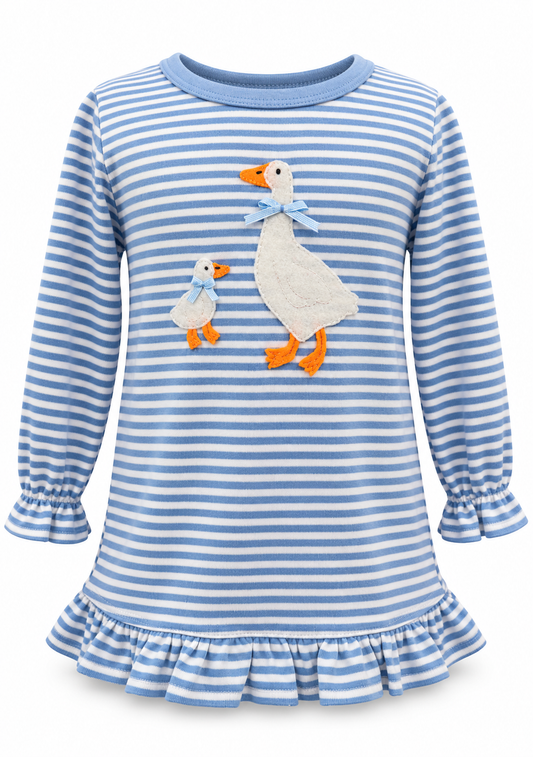 Girls Ruffle Sleeve Goose and Duck