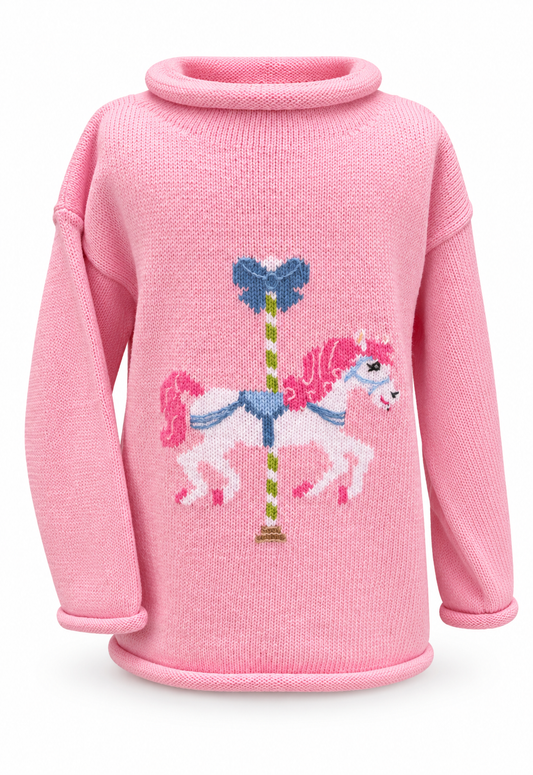 Horse Carousel Pink Rollneck