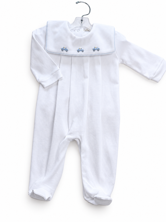 Cars Embroidered Pima Collared Footie