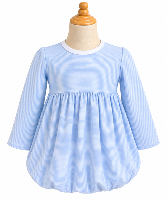 Blue and White Mini Stripe Squiggles Bubble
