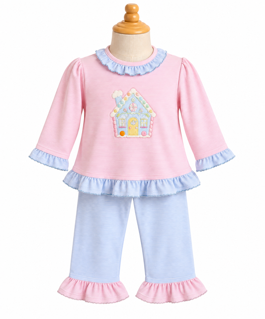 Gingerbread House Ruffle Pant Set
